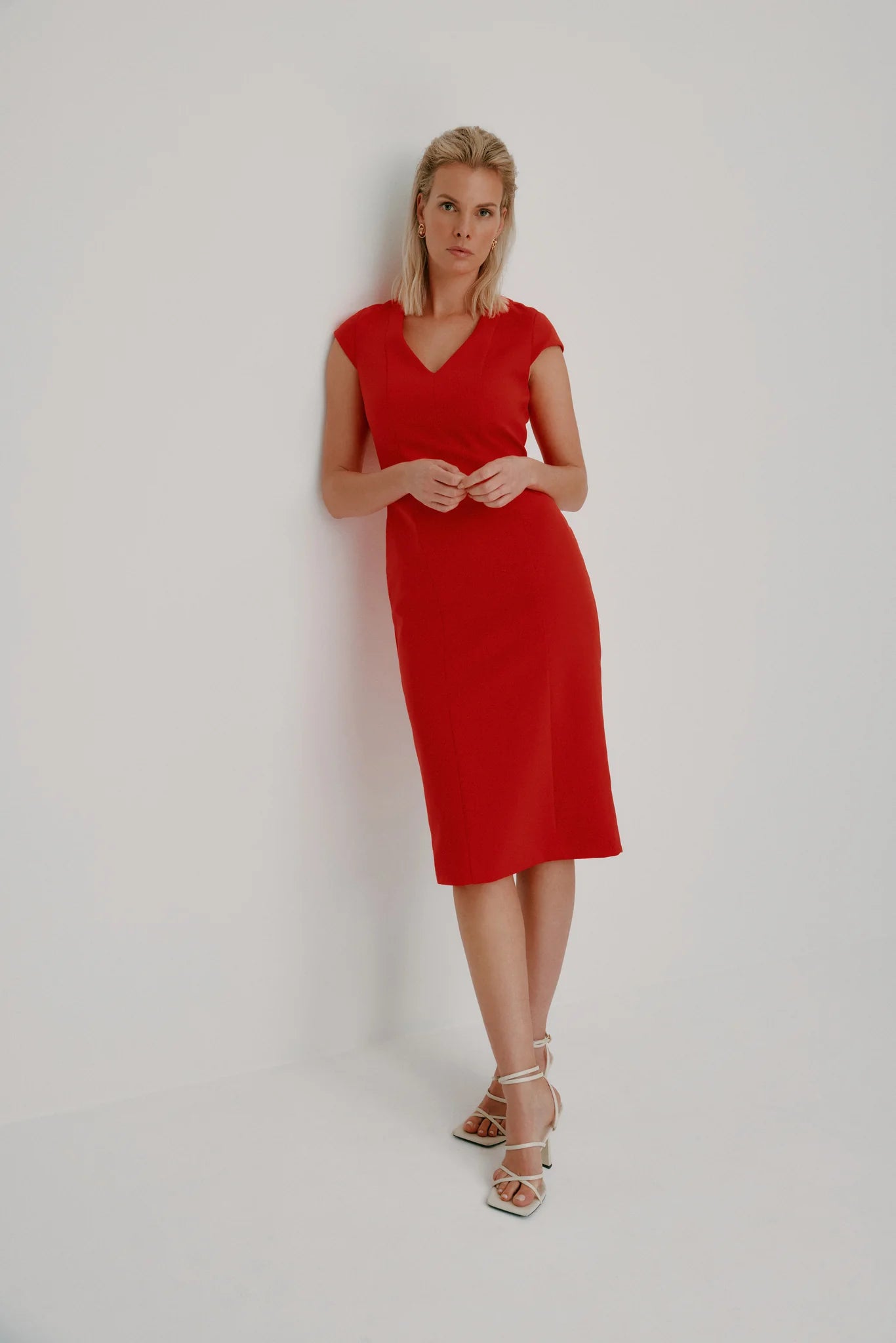 Fitted Power Dress in Red