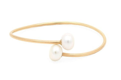 Lantern Cuff Bracelet - Gold, Freshwater Pearl