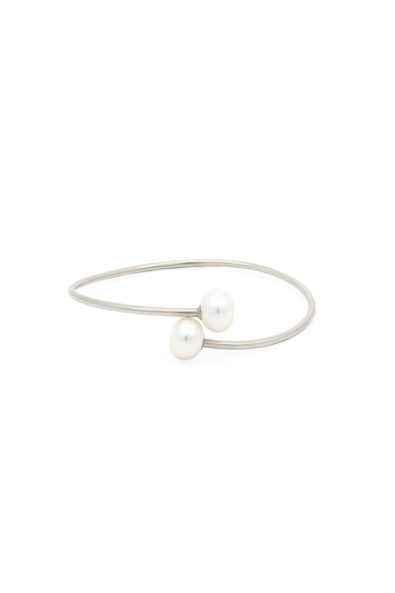 Lantern Cuff Bracelet - Sterling Silver, Freshwater Pearl
