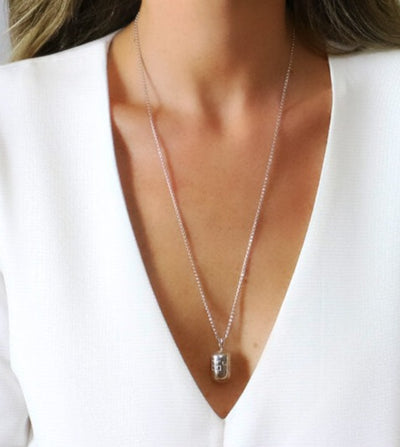 Fortune Buoy Necklace - 24" Sterling Silver Box Chain