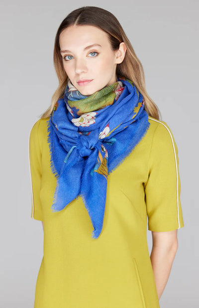 Cashmere Scarf w/ Fringed Edges in Lotus Multi