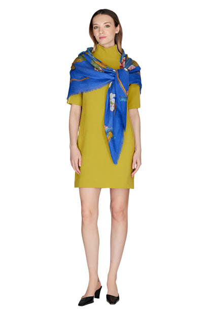Cashmere Scarf w/ Fringed Edges in Lotus Multi