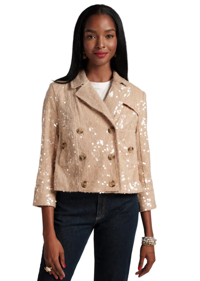 Sequin Moto Jacket in Champagne