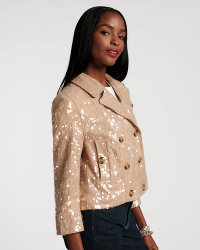 Sequin Moto Jacket in Champagne