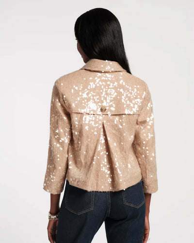 Sequin Moto Jacket in Champagne