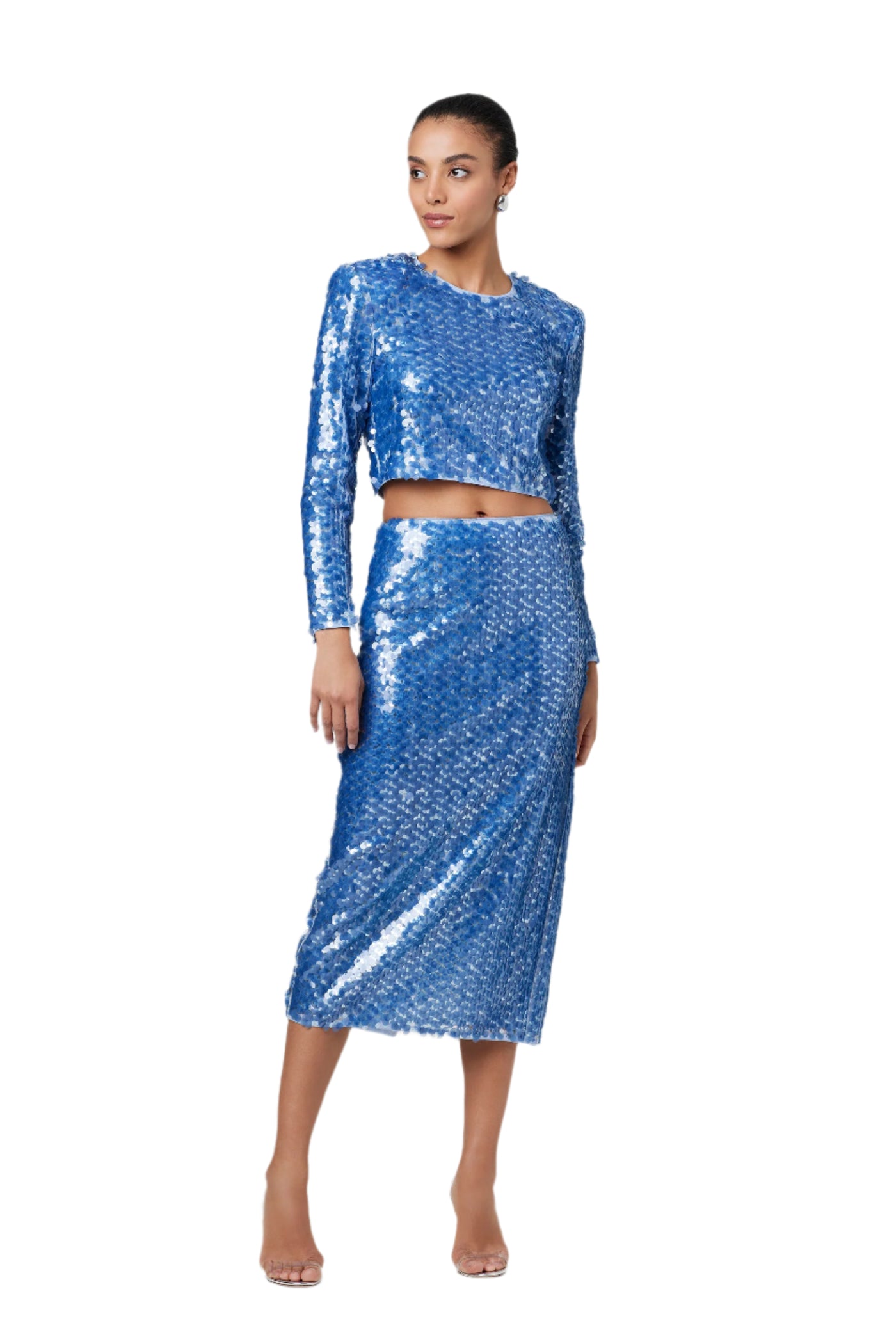 Leilani Pencil Skirt in Steel Blue Multi