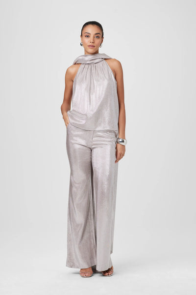 Hattie Sleeveless Tie Neck Top in Rose
