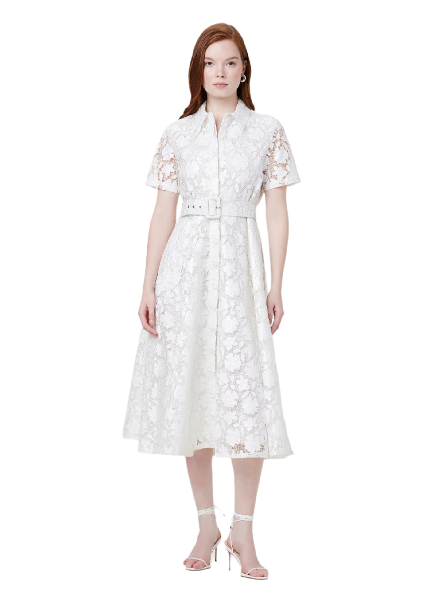 Jean Textured Laci Midi Dress in Optic
