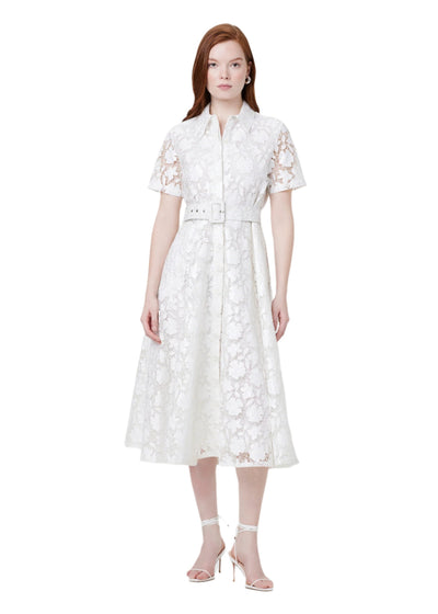 Jean Textured Laci Midi Dress in Optic