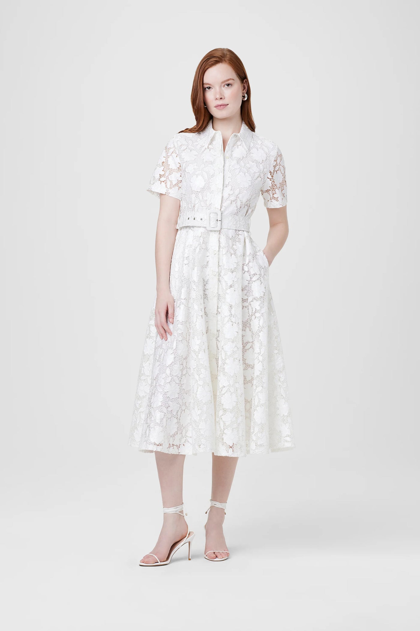 Jean Textured Laci Midi Dress in Optic