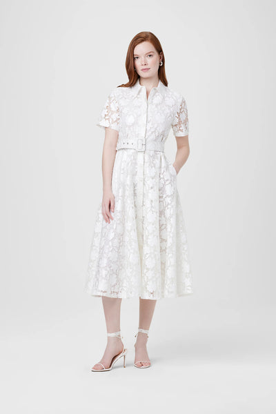 Jean Textured Laci Midi Dress in Optic