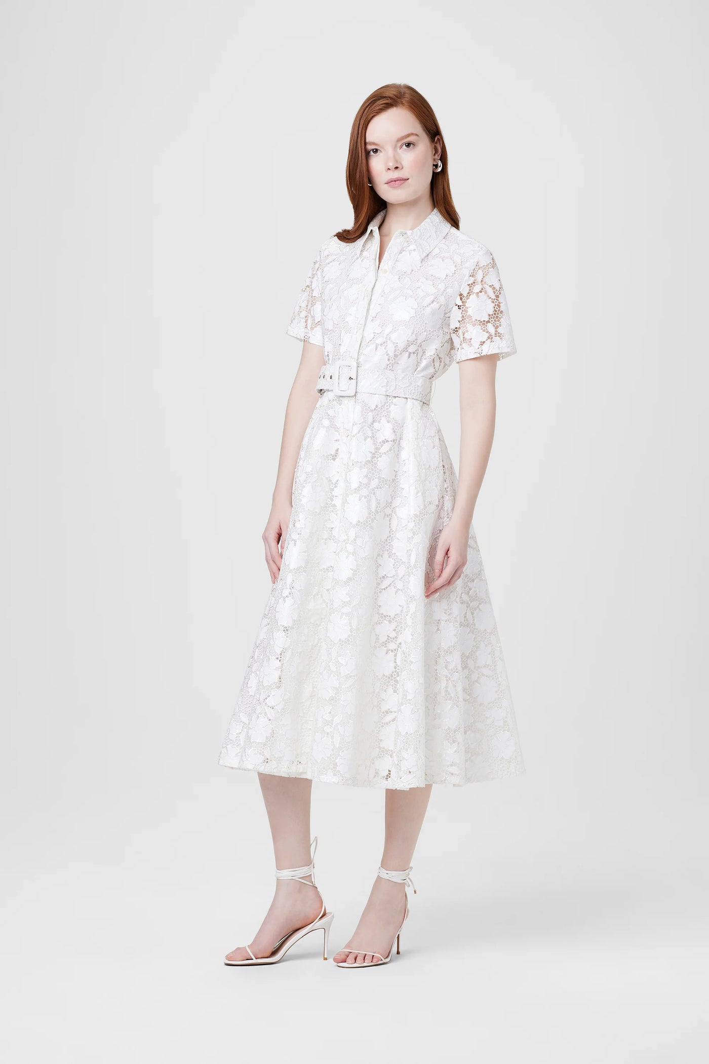 Jean Textured Laci Midi Dress in Optic