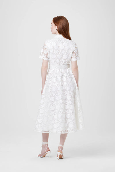 Jean Textured Laci Midi Dress in Optic