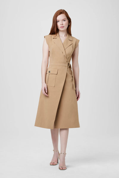 Silvia Safari Wrap Midi Dress in Latte