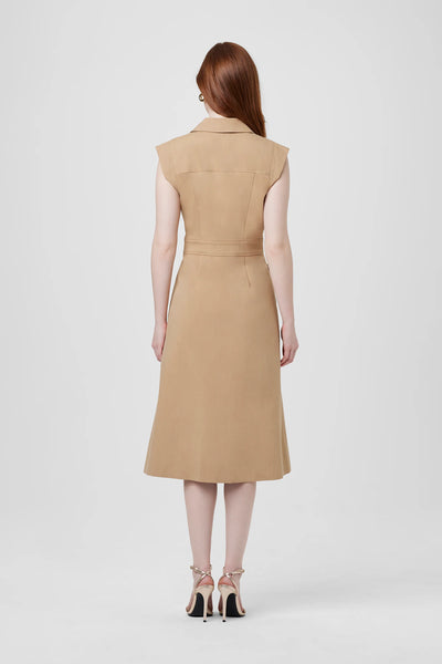 Silvia Safari Wrap Midi Dress in Latte