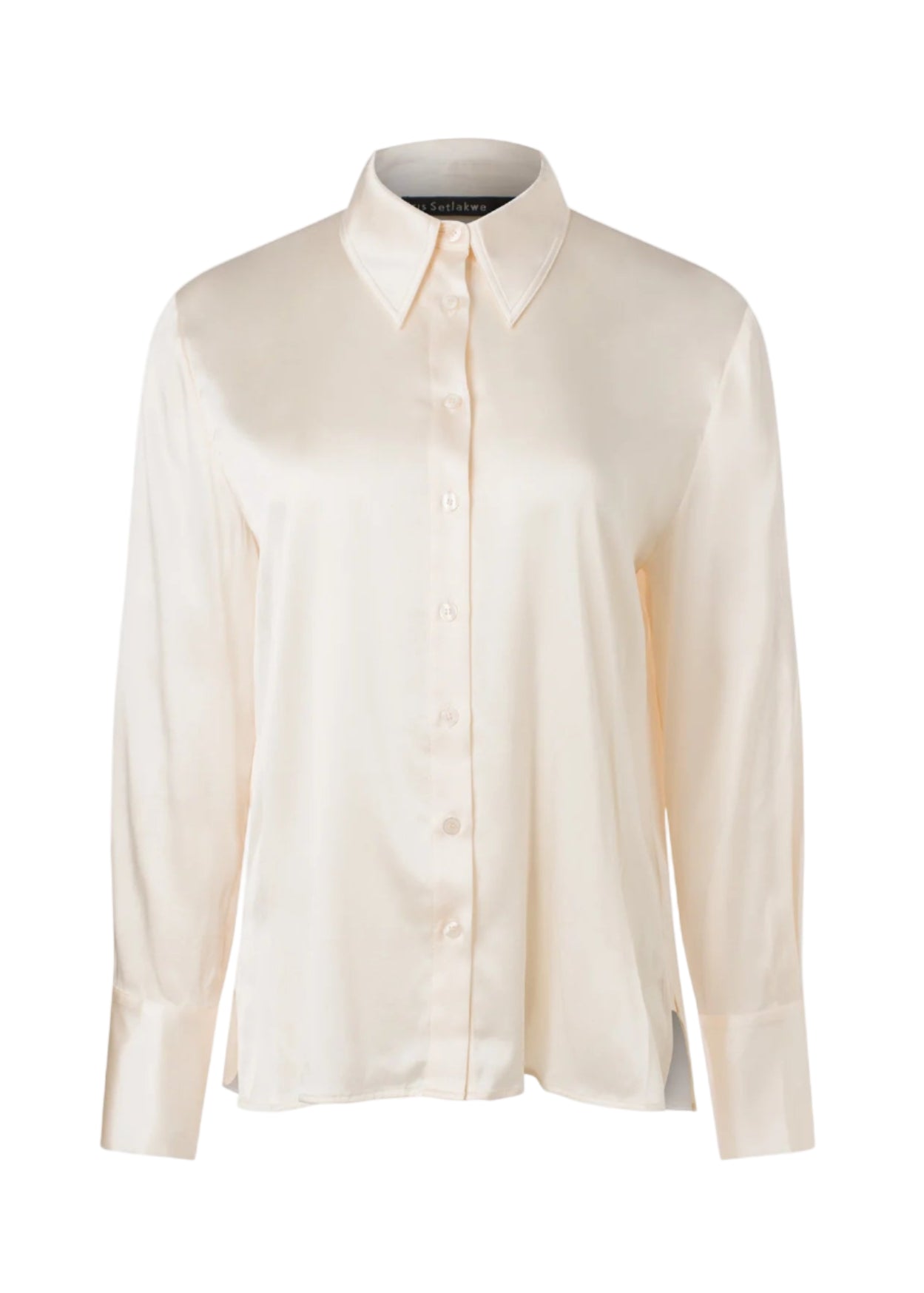 Classic Stretch Silk Button Down Blouse in Cream