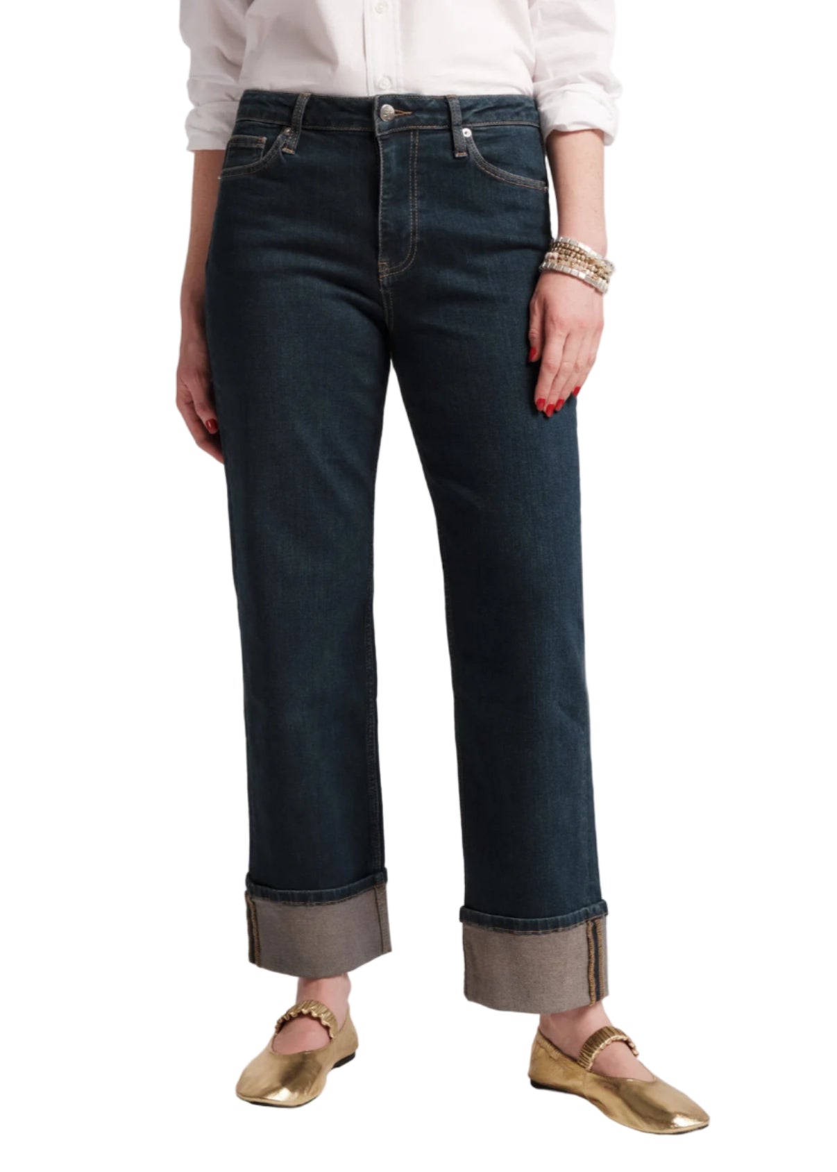 Smarty Cuffed Jeans Dark Denim