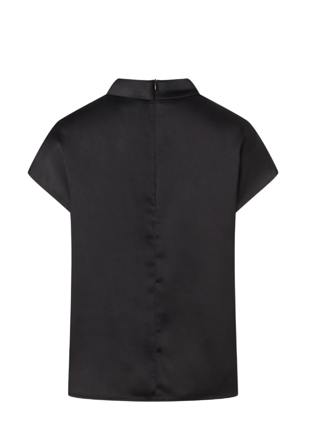 Satin Draped Neck Top in Black