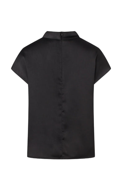 Satin Draped Neck Top in Black