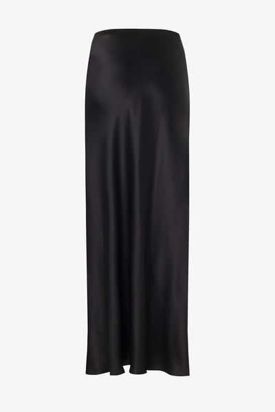 Satin Slip Skirt in Black