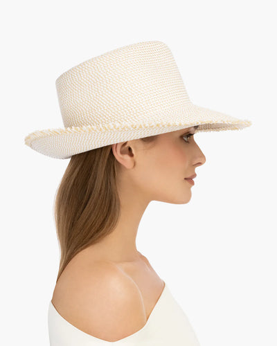 Squishee® A-List Packable Fedora in White Mix