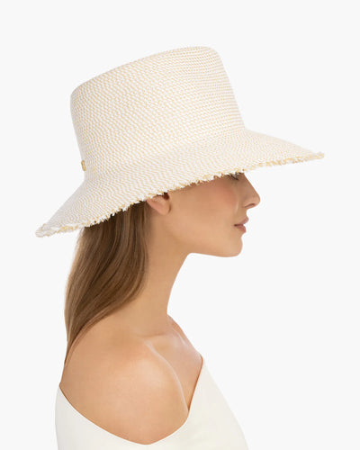 Squishee® A-List Packable Fedora in White Mix