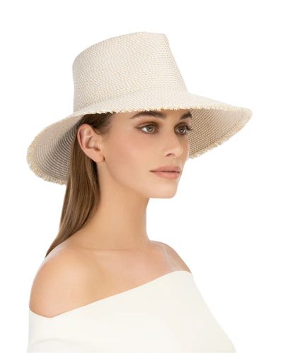 Squishee® A-List Packable Fedora in White Mix