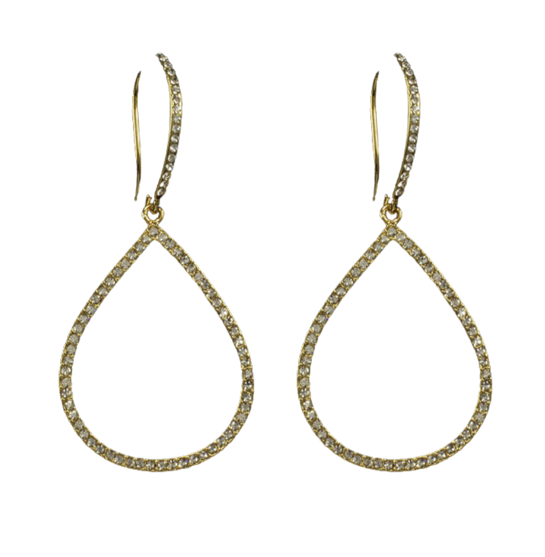 Small Pave Teardrop Hoops - Gold