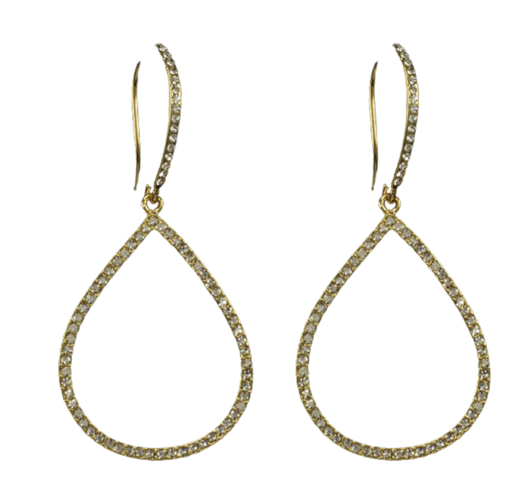 Large Pave Teardrop Hoops - Gold