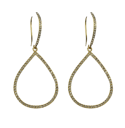 Small Pave Teardrop Hoops - Gold