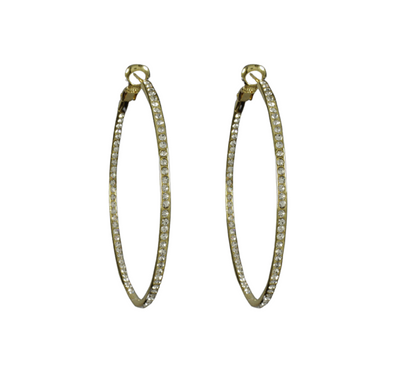 Medium Pave Hoops - Gold