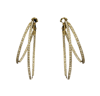 Asymmetrical Double Pave Hoops - Gold