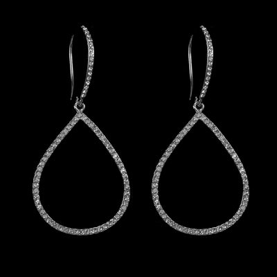 Small Pave Teardrop Hoops in Silver