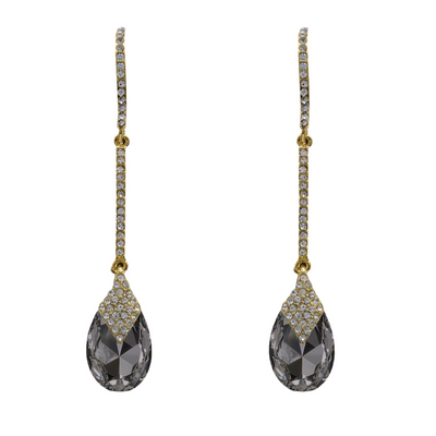 Gold/Clear Pave Drop Crystal Earrings