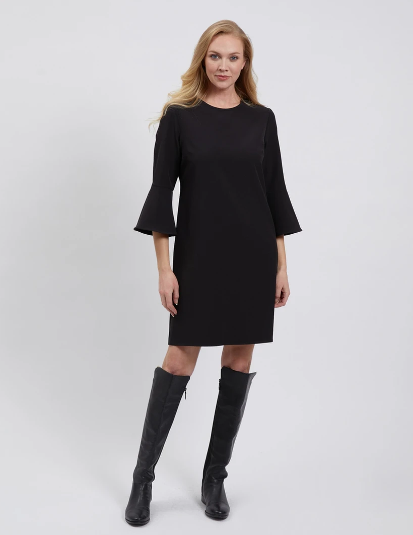 Bell Sleeve Dress in Black