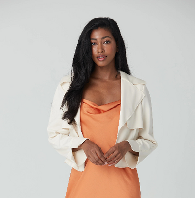 Crop Jacket With Storm Flap - Vanilla