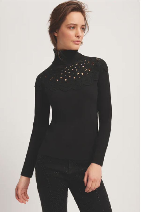 Crochet Sleeve Top - Black