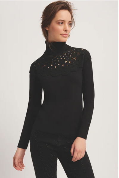 Crochet Sleeve Top - Black