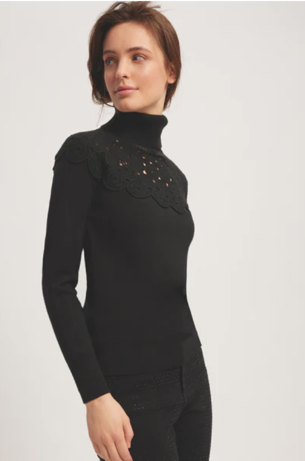 Crochet Sleeve Top - Black