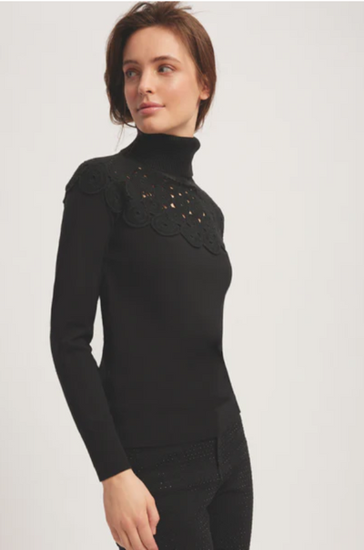 Crochet Sleeve Top - Black