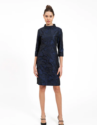 Jacquard Dress in Navy/Black