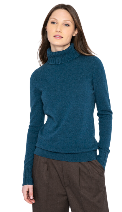 Chunky Trim T-Neck in Ocean