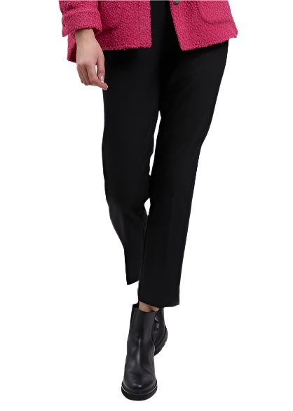 Ponte Knit Step Hem Ankle Pants in Black