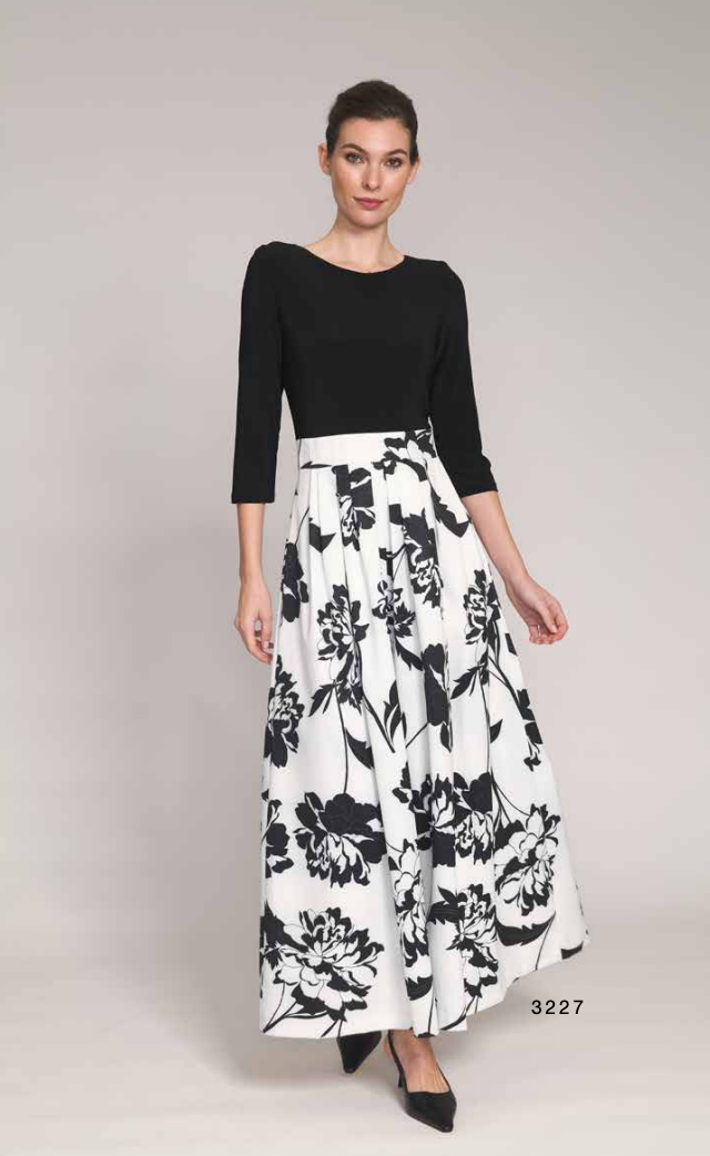 Jersey Jacquard Skirt Dress in Black/White