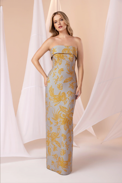 Jenkins Gown in Mustard/Steel