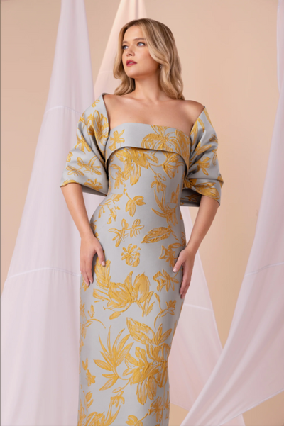 Jenkins Gown in Mustard/Steel