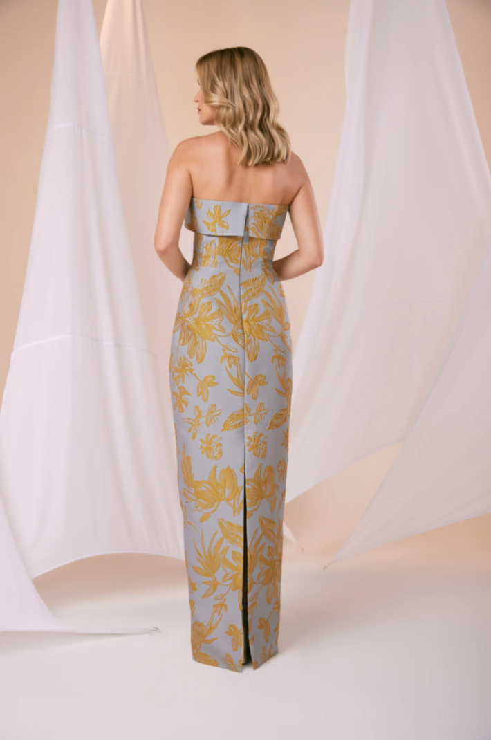 Jenkins Gown in Mustard/Steel