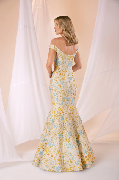 Sanders Gown in Blue/Yellow Multi