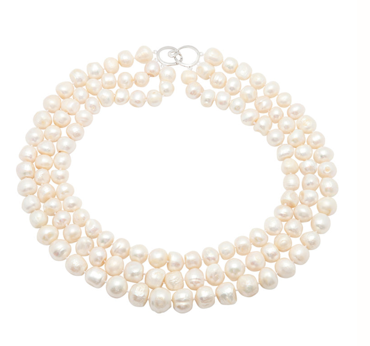 White Pearl Bam Bam Triple Strand Necklace