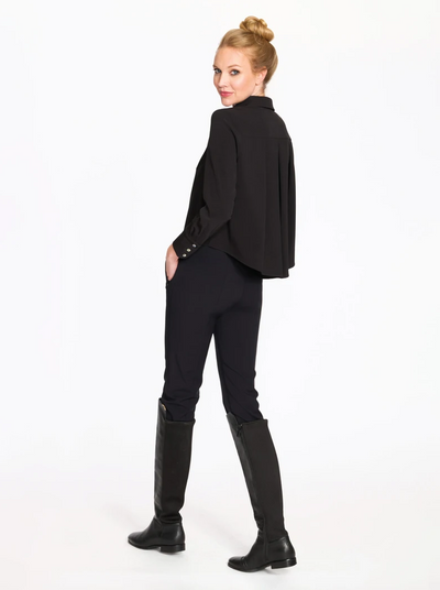 Cropped Pleat Back Blouse in Black